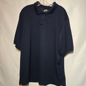 Outdoor Life Mens 2XL Navy Blue Ribbed Short Sleeve Polo Shirt Casual Textured